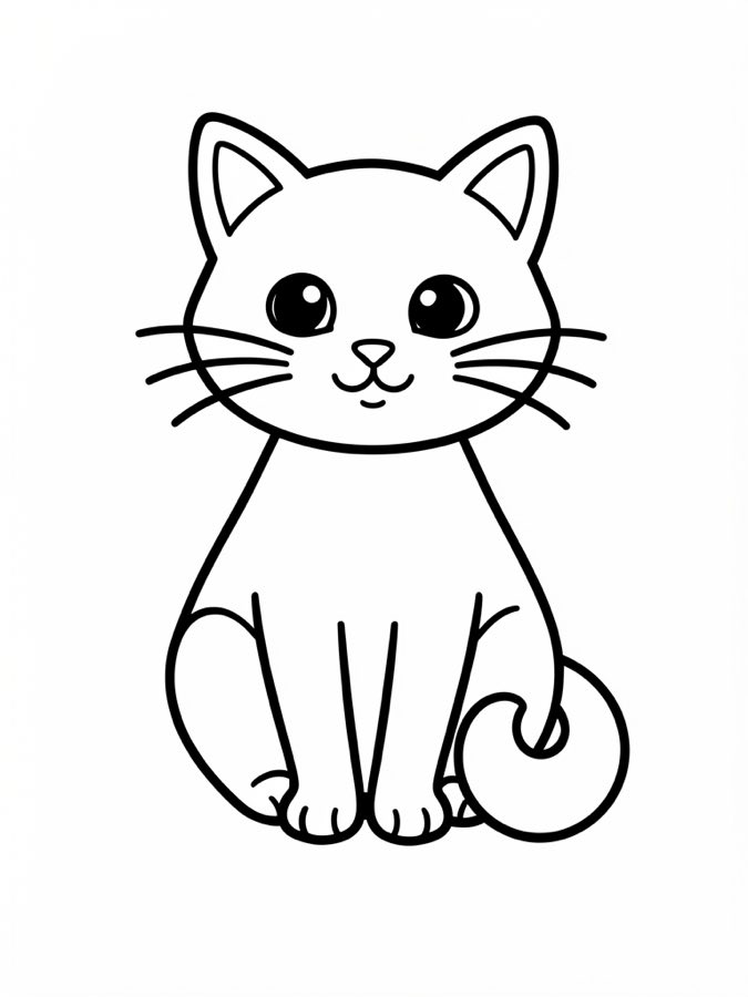 Sample cat coloring page line art after conversion